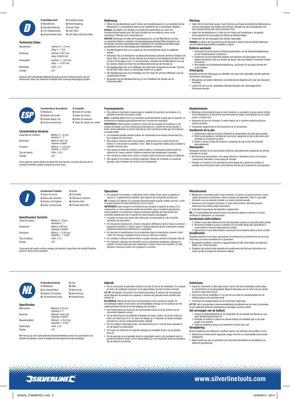 Nl i f, Nl i | Silverline External Digital Micrometer User Manual | Page 2 / 2