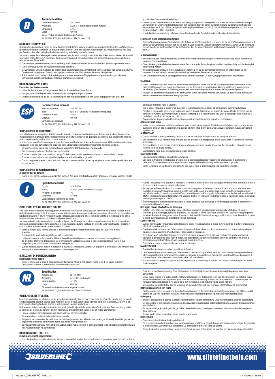 Silverline Torque Wrench 1/2" Drive User Manual | Page 2 / 2