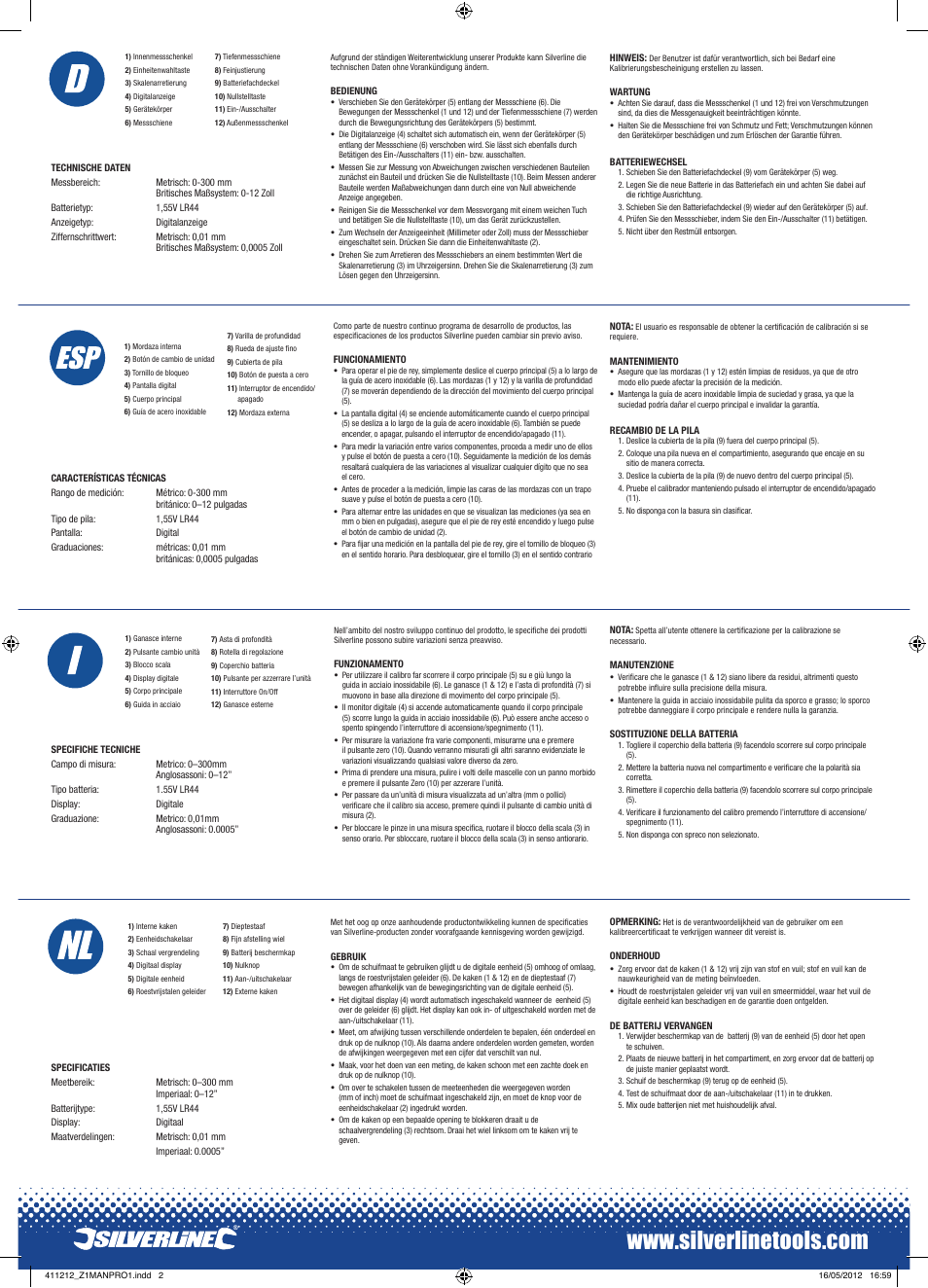 Silverline Digital Vernier Caliper User Manual | Page 2 / 2