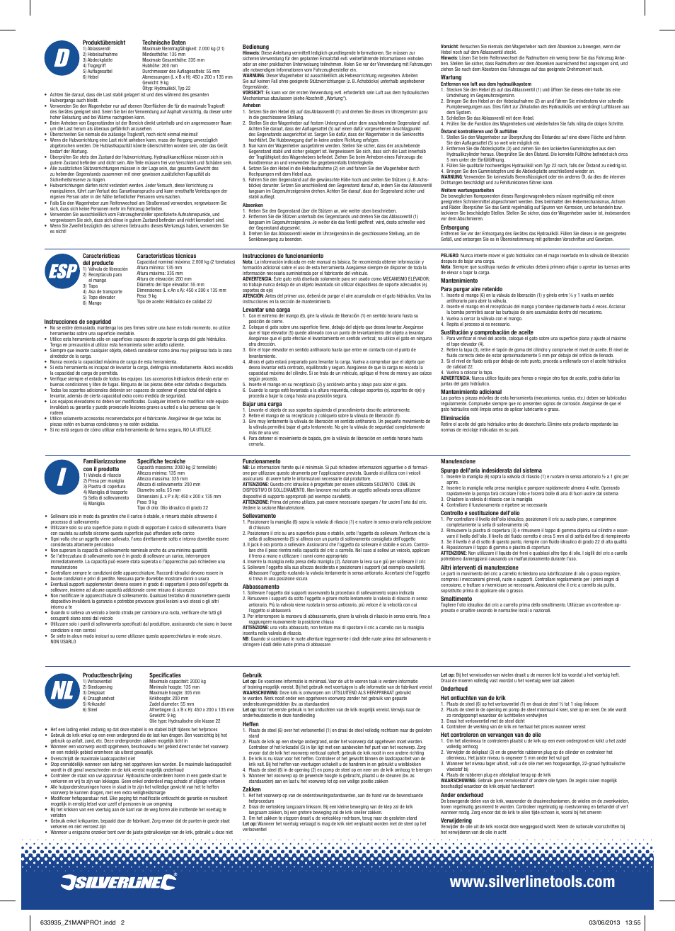 Silverline Hydraulic Trolley Jack User Manual | Page 2 / 2