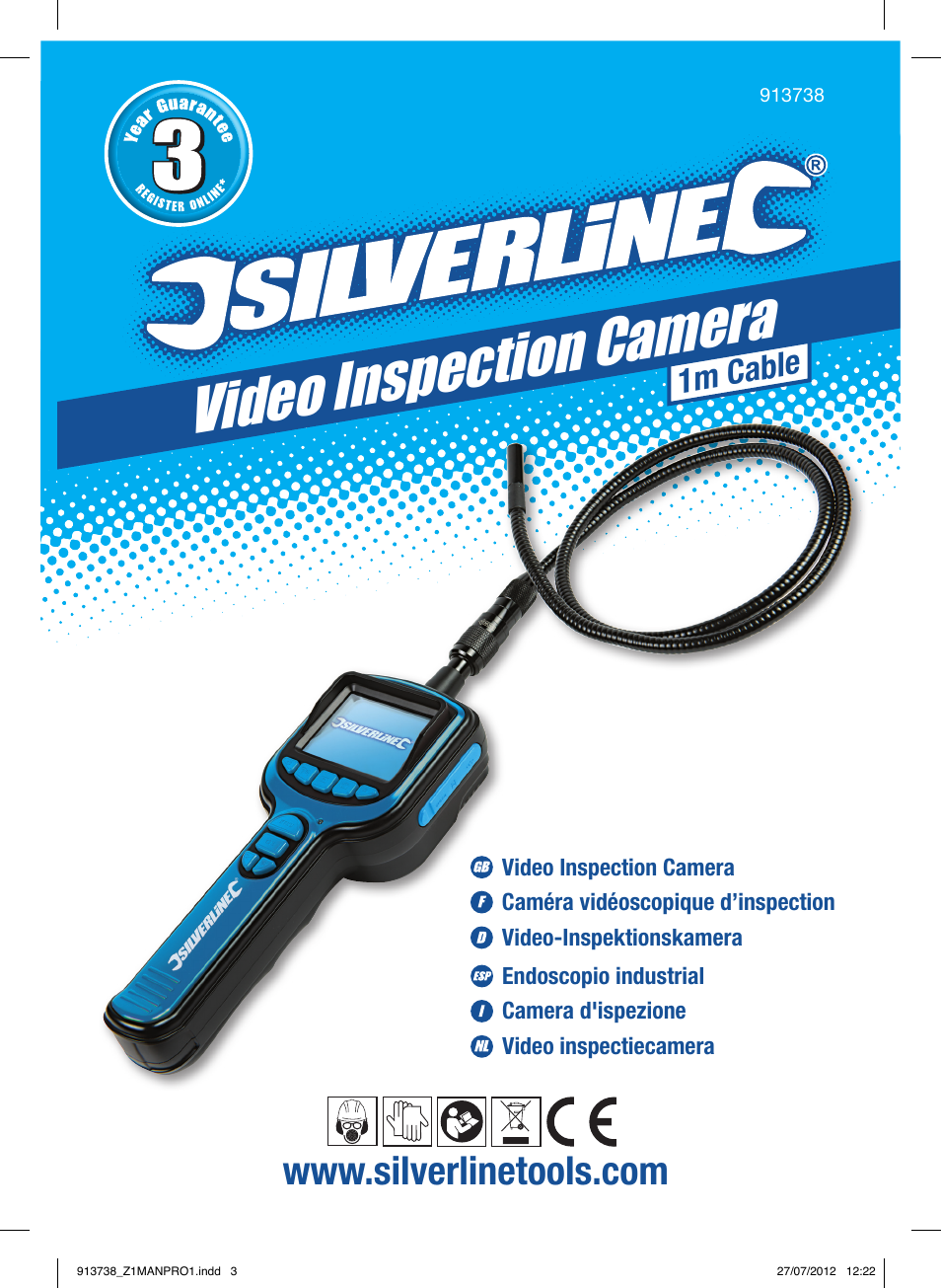 Video inspection camera, 1m cable | Silverline Video Inspection Camera User Manual | Page 2 / 42