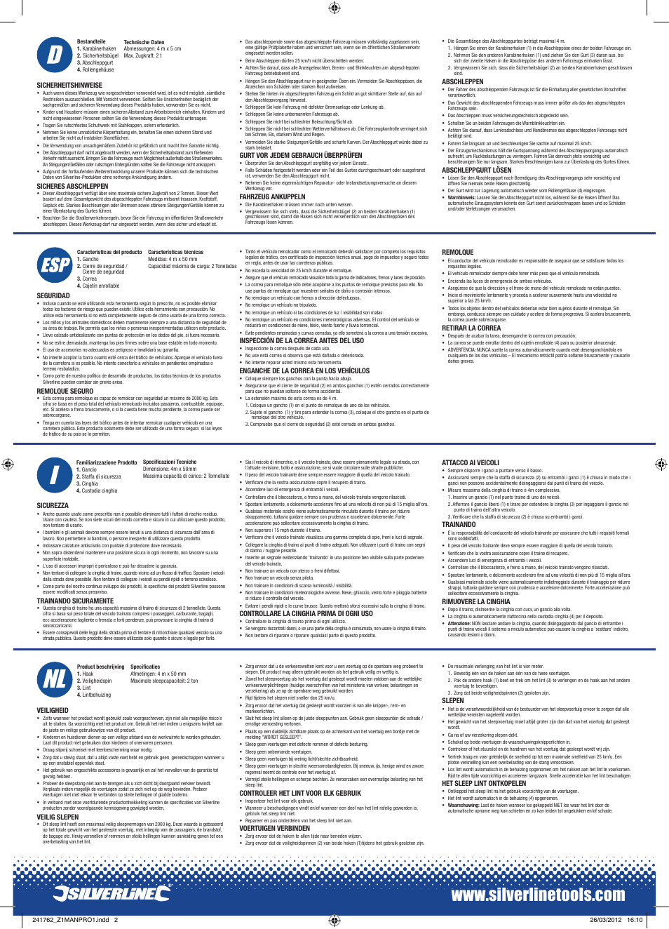 Silverline Auto Recoil Towing Strap User Manual | Page 2 / 2