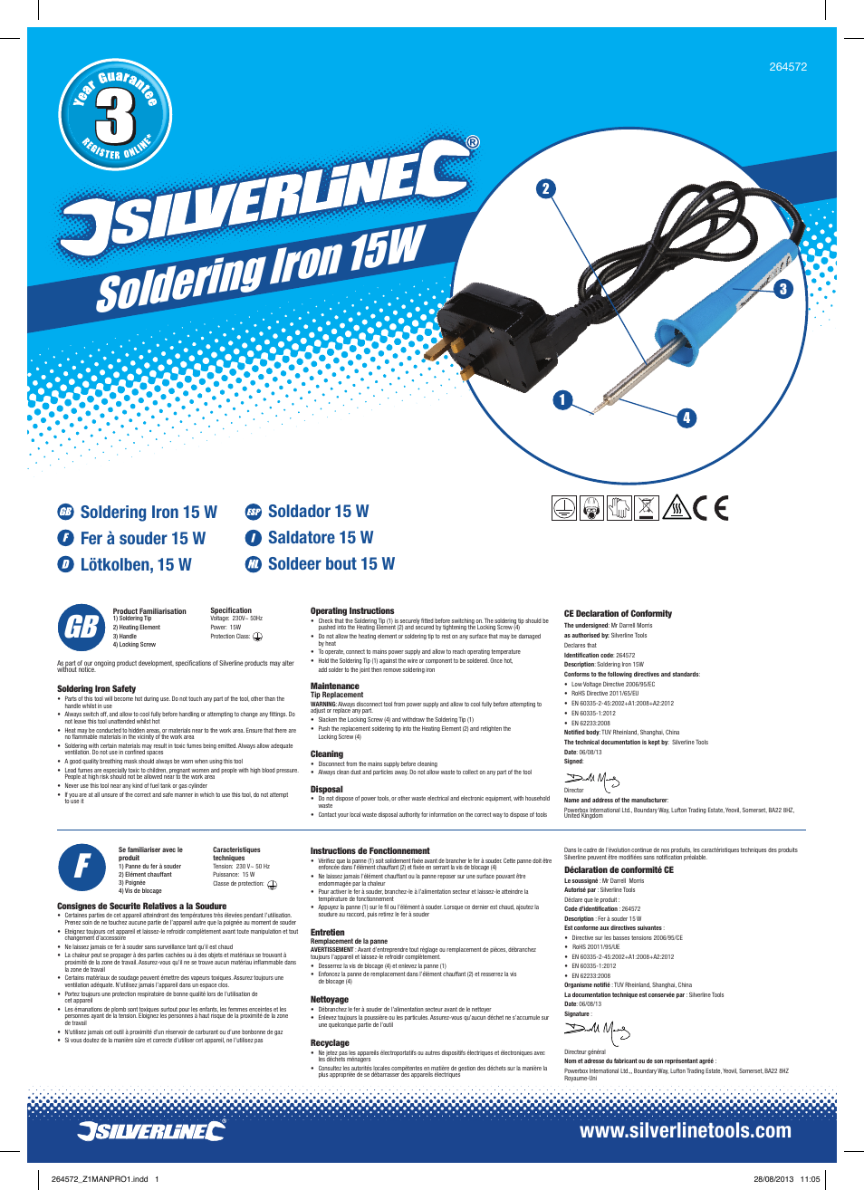 Silverline Soldering Iron 15W User Manual | 2 pages