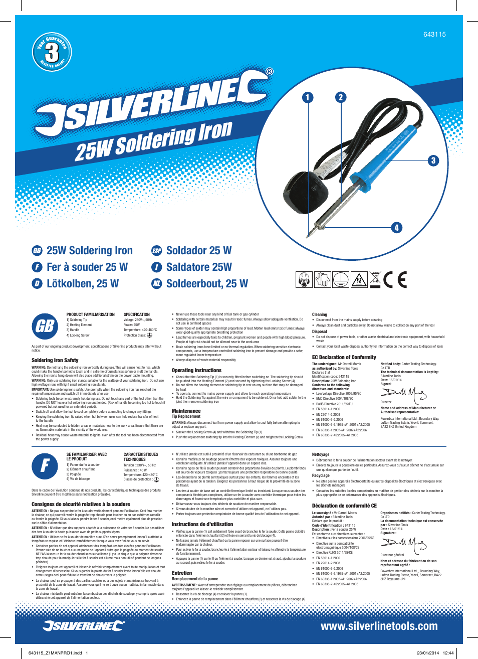 Silverline Soldering Iron 25W User Manual | 2 pages