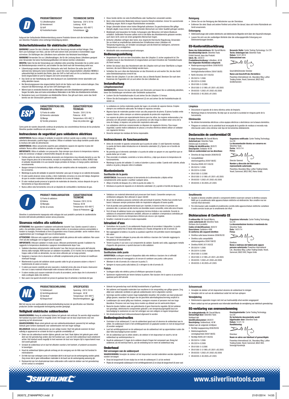 Nl i | Silverline Soldering Iron 40W User Manual | Page 2 / 2