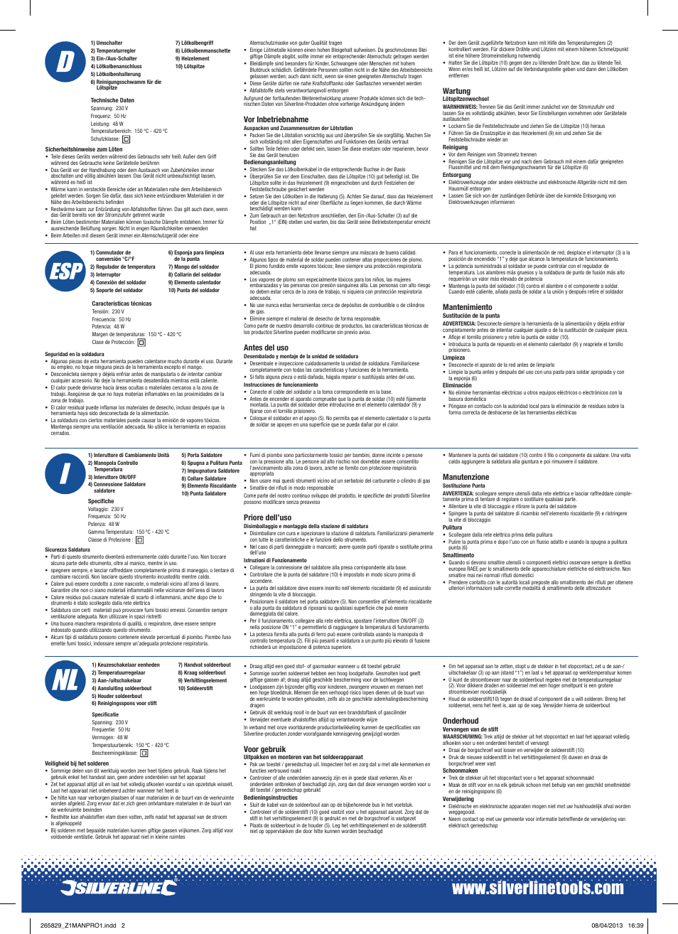 Silverline Soldering Station 48W User Manual | Page 2 / 2