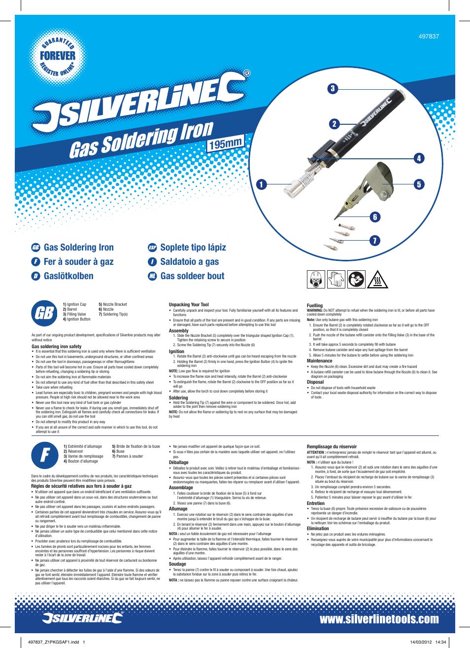 Silverline Gas Soldering Iron User Manual | 2 pages