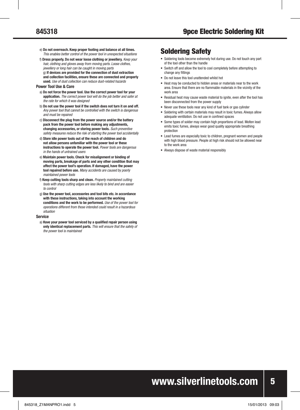 Silverline Electric Soldering Kit 9pce User Manual | Page 6 / 28