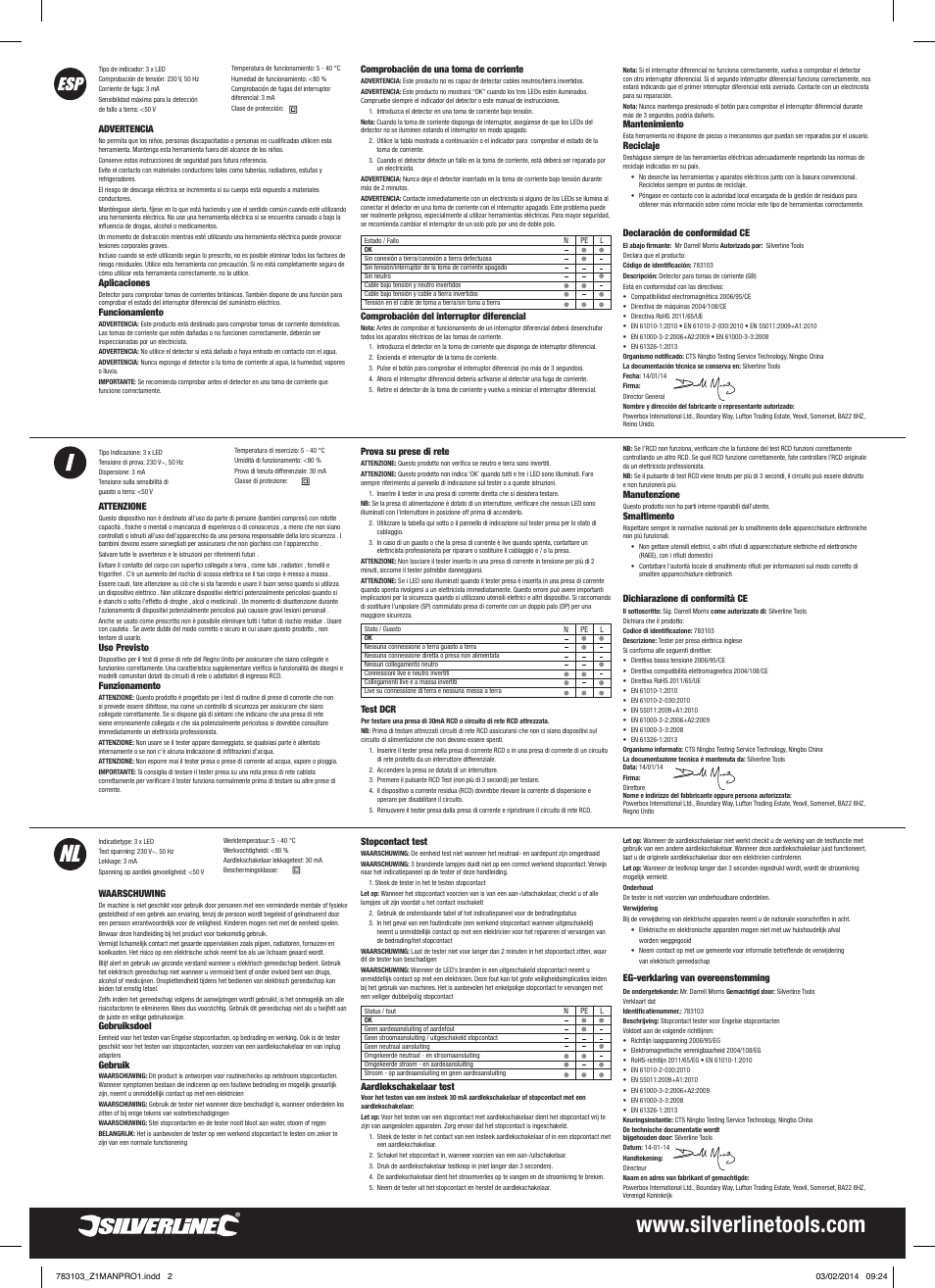 Silverline Socket Tester User Manual | Page 2 / 2