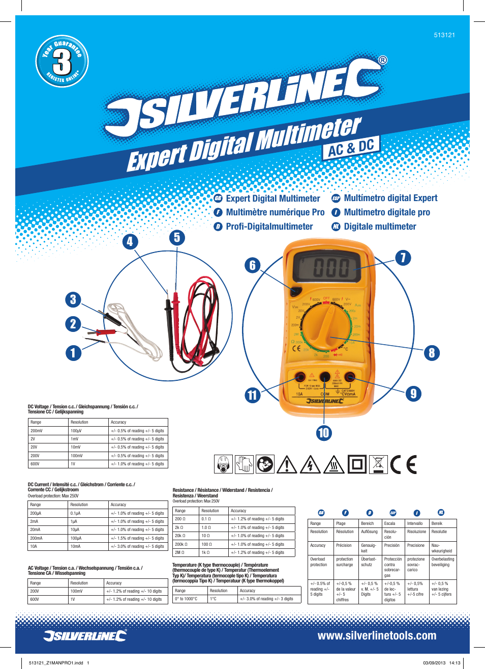 Silverline Expert Digital Multimeter User Manual | 4 pages