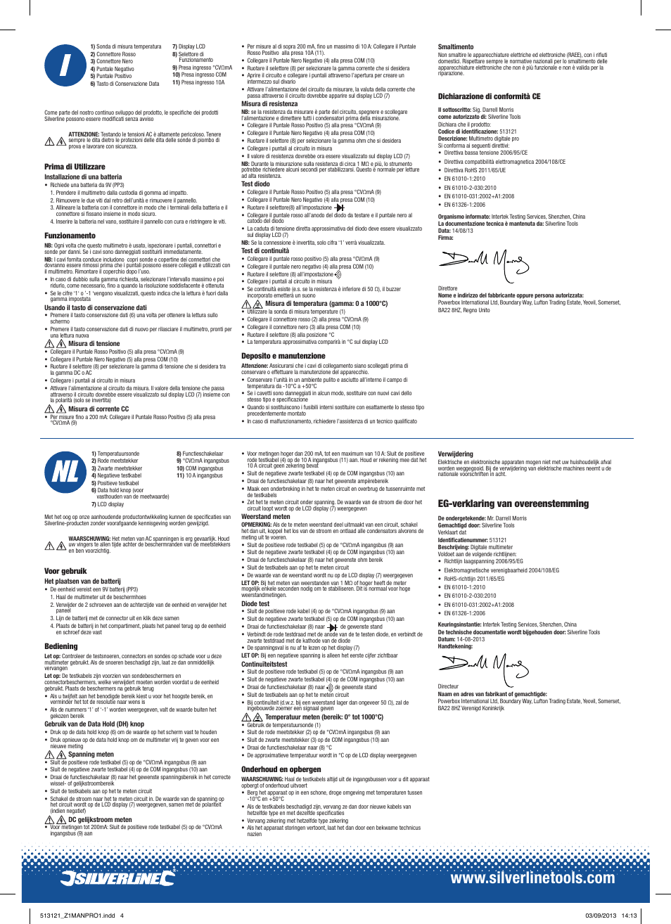 Eg-verklaring van overeenstemming | Silverline Expert Digital Multimeter User Manual | Page 4 / 4