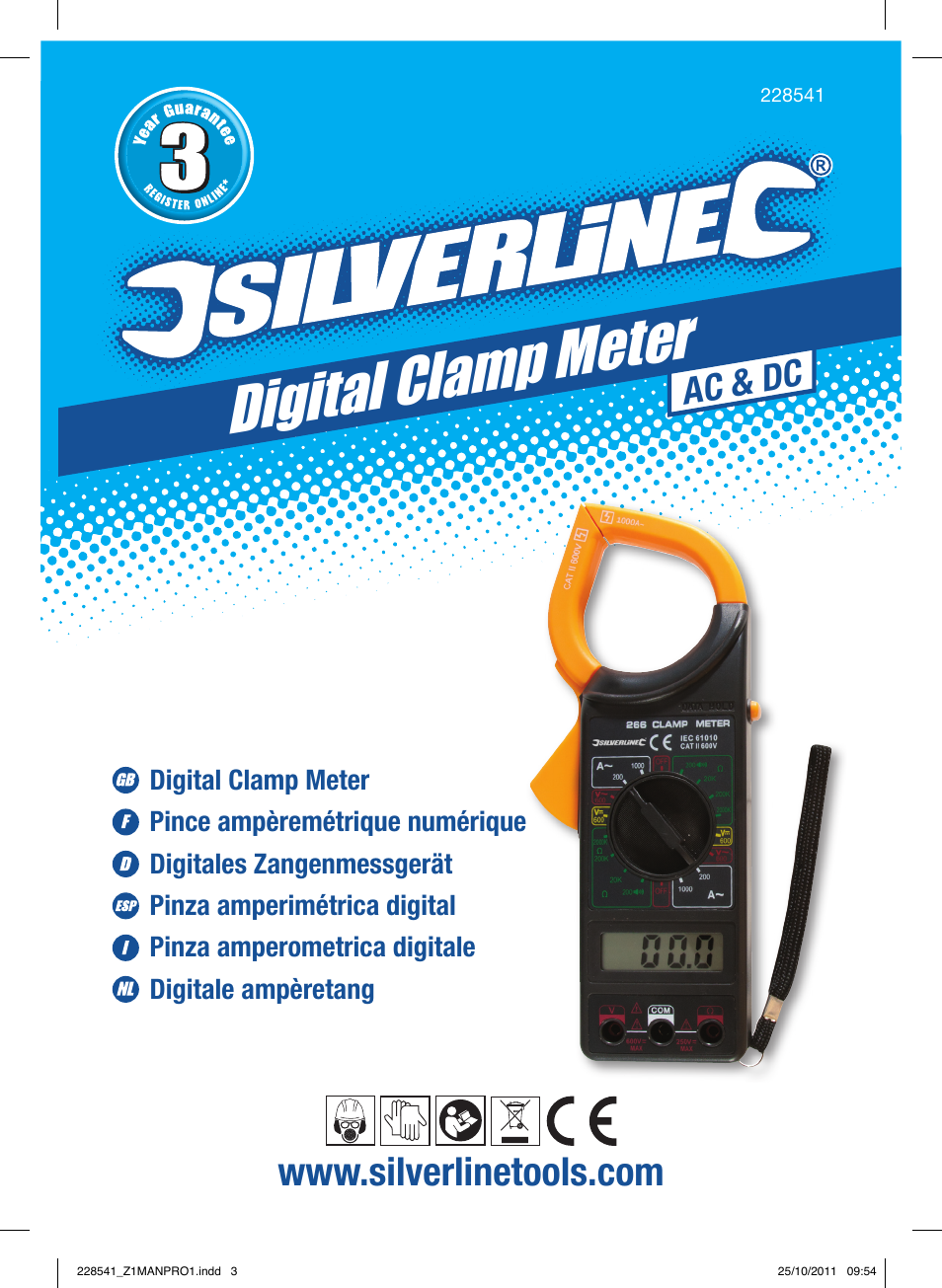 Digital clamp meter, Ac & dc | Silverline Digital Clamp Meter User Manual | Page 2 / 28