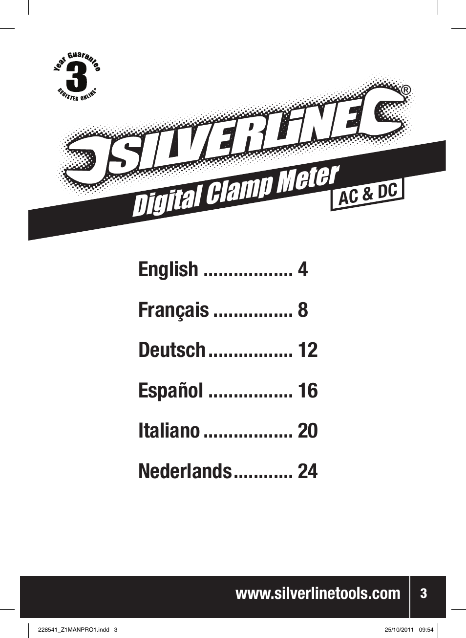 Digital clamp meter | Silverline Digital Clamp Meter User Manual | Page 4 / 28