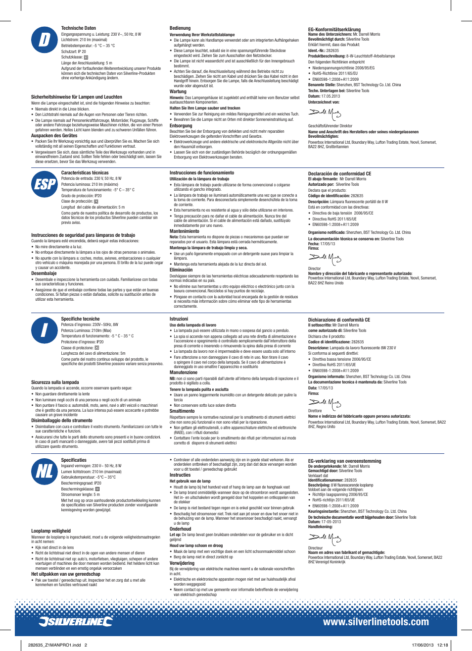 Silverline Fluorescent Work Light 8W 230V User Manual | Page 2 / 2