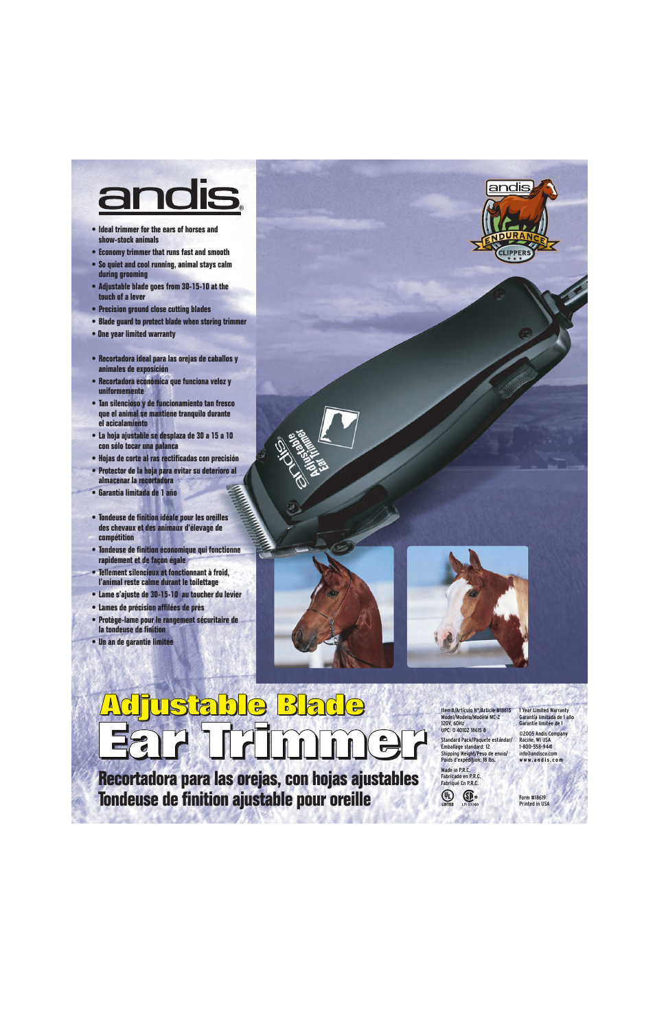 Andis Company MC-2 120v User Manual | 1 page