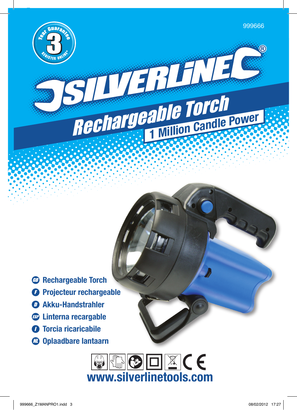 Rechargeab le torch, 1 million candle p ower | Silverline Rechargeable Torch 1 Million Candle Power User Manual | Page 2 / 28