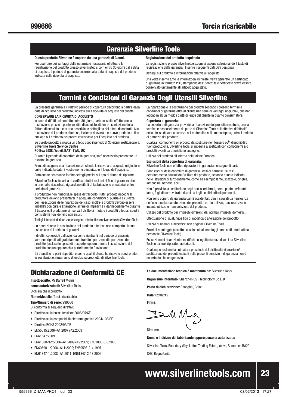 Silverline Rechargeable Torch 1 Million Candle Power User Manual | Page 24 / 28