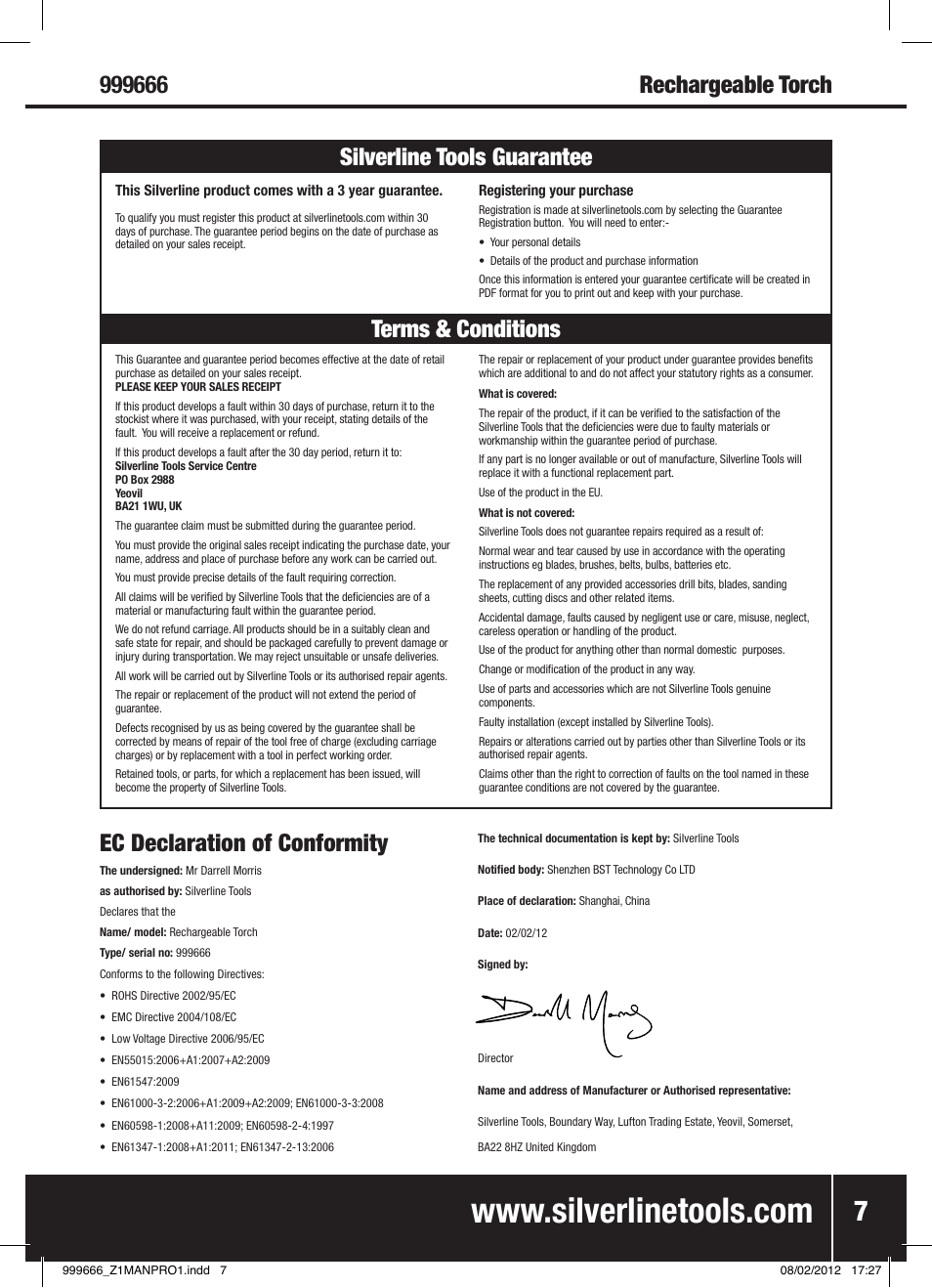 Silverline Rechargeable Torch 1 Million Candle Power User Manual | Page 8 / 28