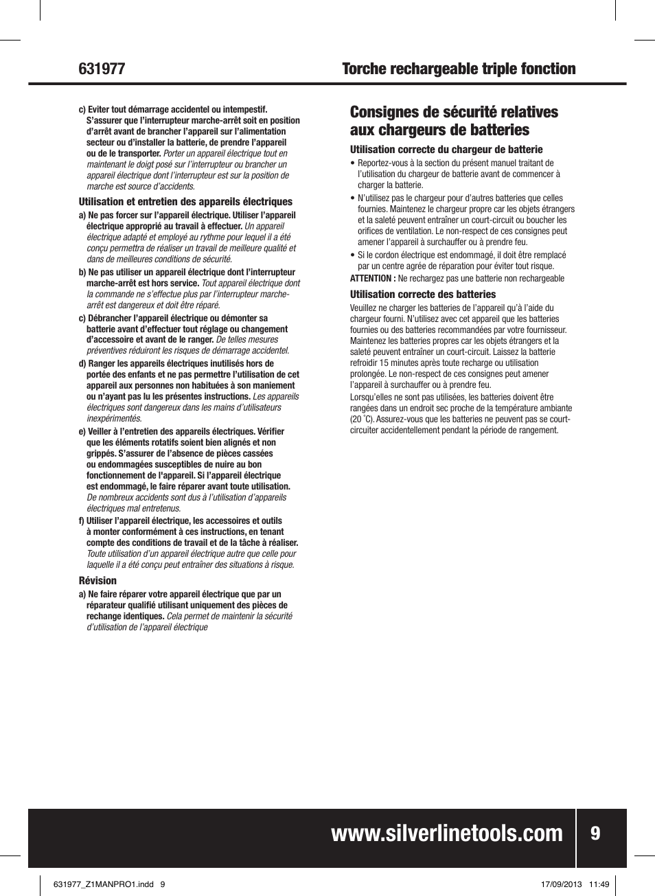 Silverline Rechargeable Torch 3-Function 1 Million Candle Pwr User Manual | Page 10 / 28
