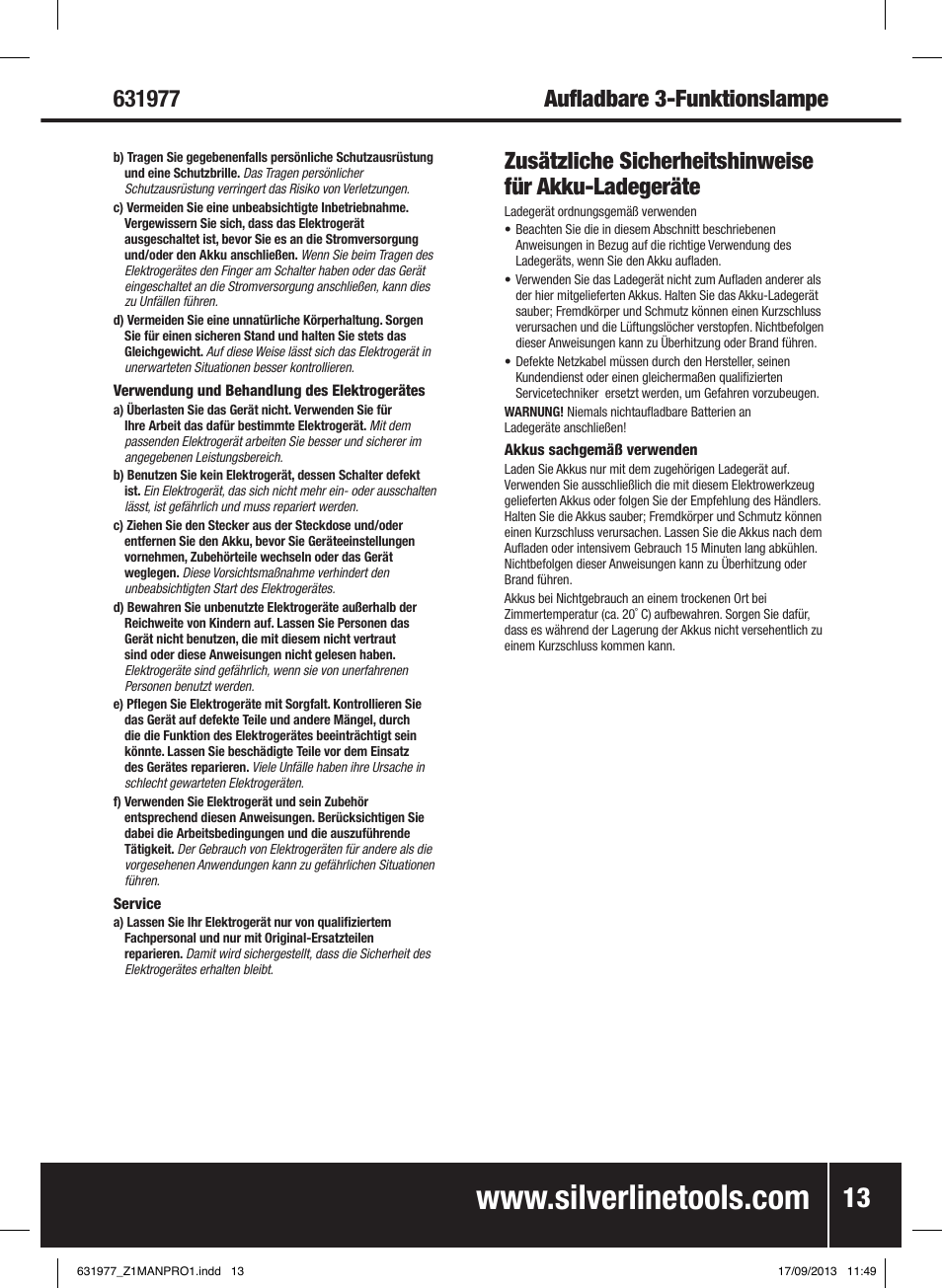 Silverline Rechargeable Torch 3-Function 1 Million Candle Pwr User Manual | Page 14 / 28