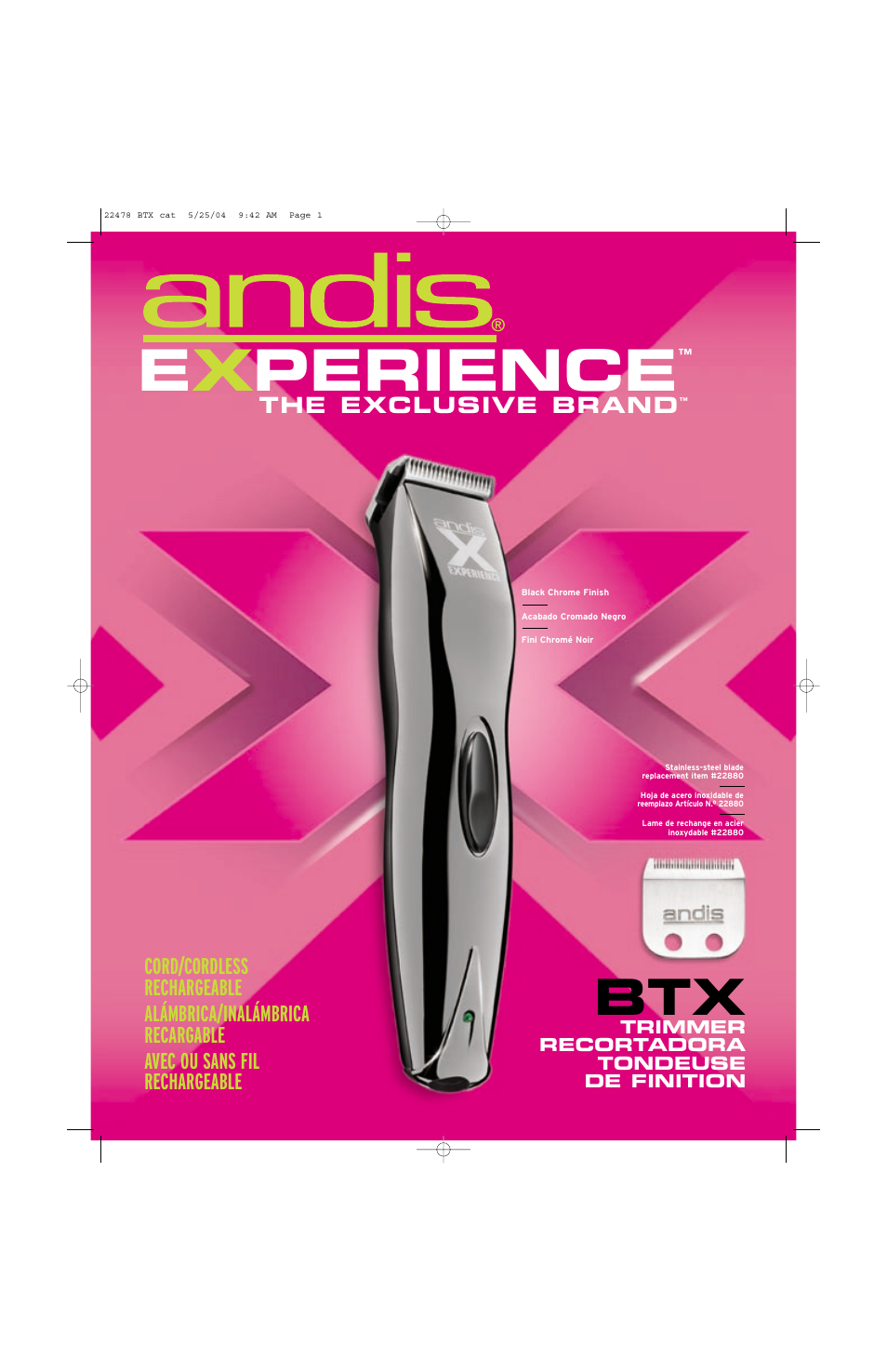 Andis Company Experience BTX User Manual | 2 pages