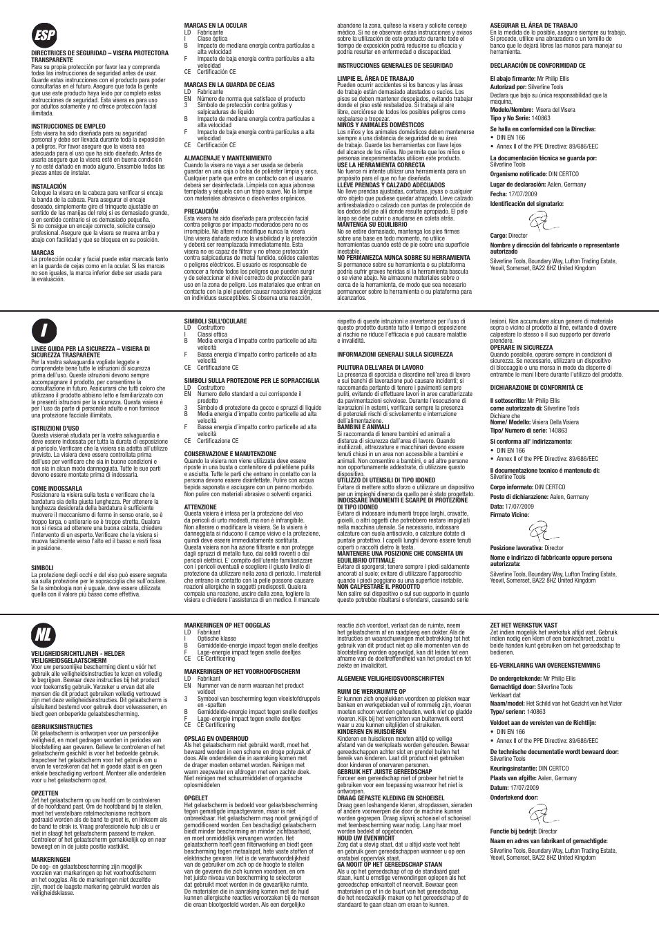 Nl i | Silverline Face Shield & Visor User Manual | Page 2 / 2