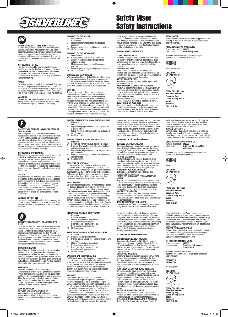 Silverline Mesh Safety Visor User Manual | 2 pages