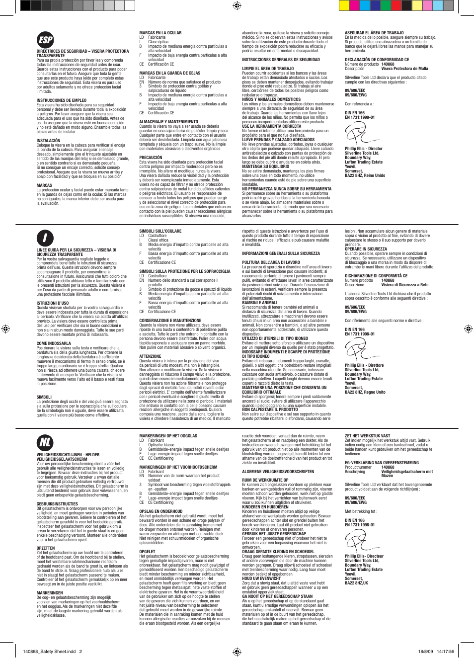 Nl i | Silverline Mesh Safety Visor User Manual | Page 2 / 2