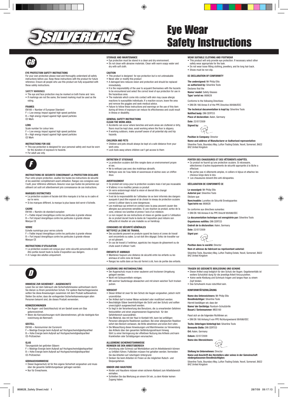 Silverline Safety Glasses User Manual | 2 pages