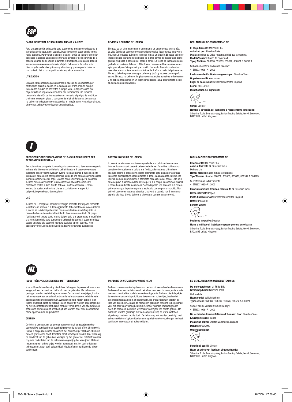 Nl i | Silverline Safety Hard Hat User Manual | Page 2 / 2