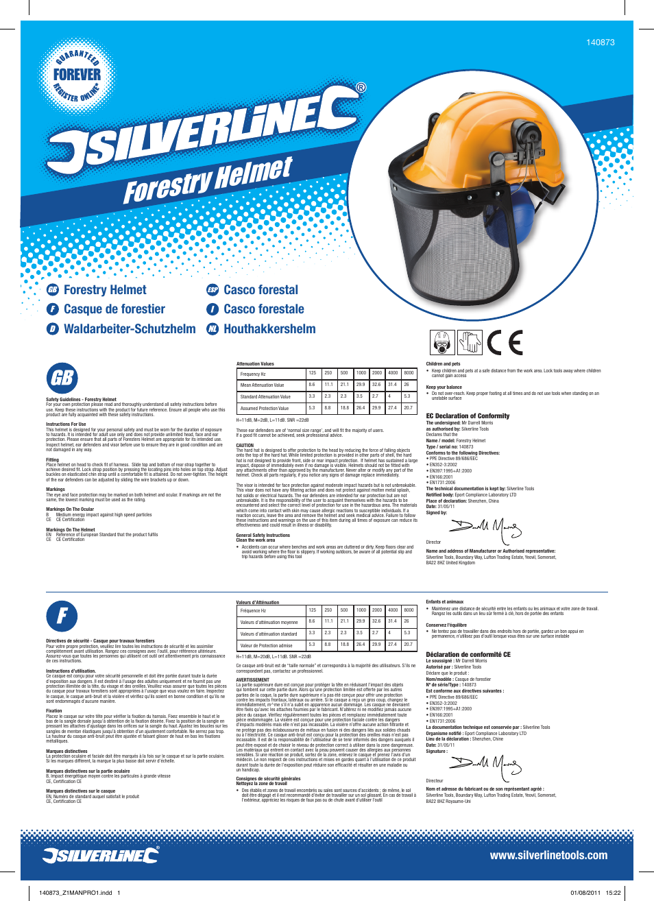 Silverline Forestry Helmet User Manual | 2 pages