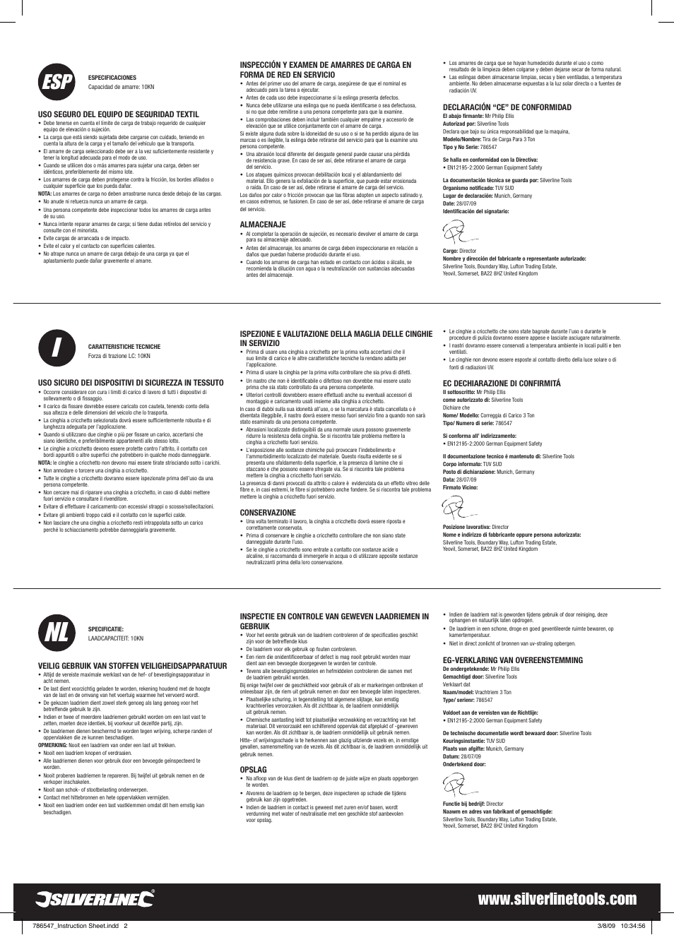 Nl i | Silverline Cargo Lash 3 Tonne User Manual | Page 2 / 2