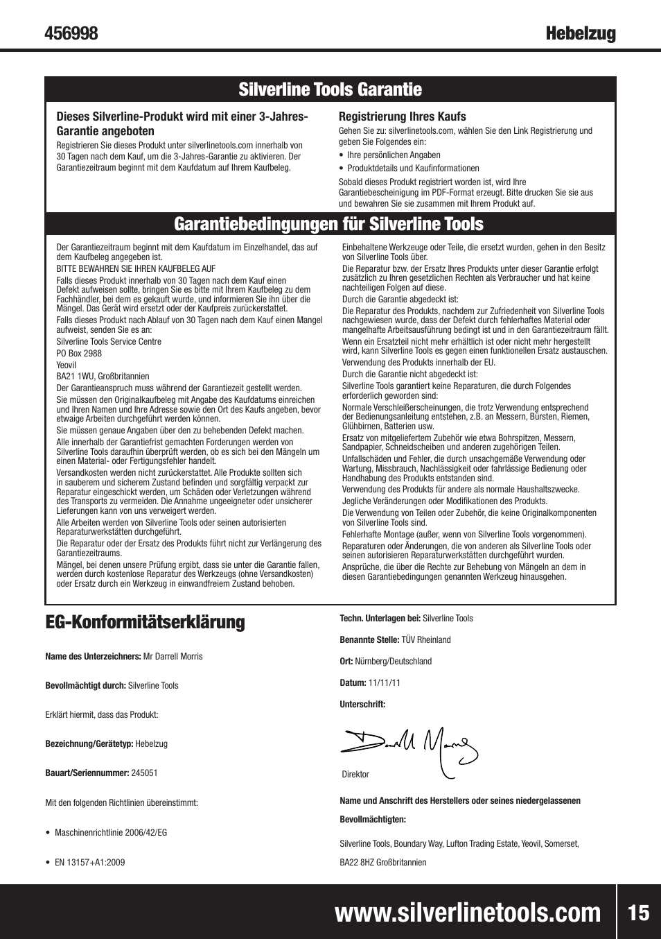 Silverline Lever Hoist User Manual | Page 16 / 28