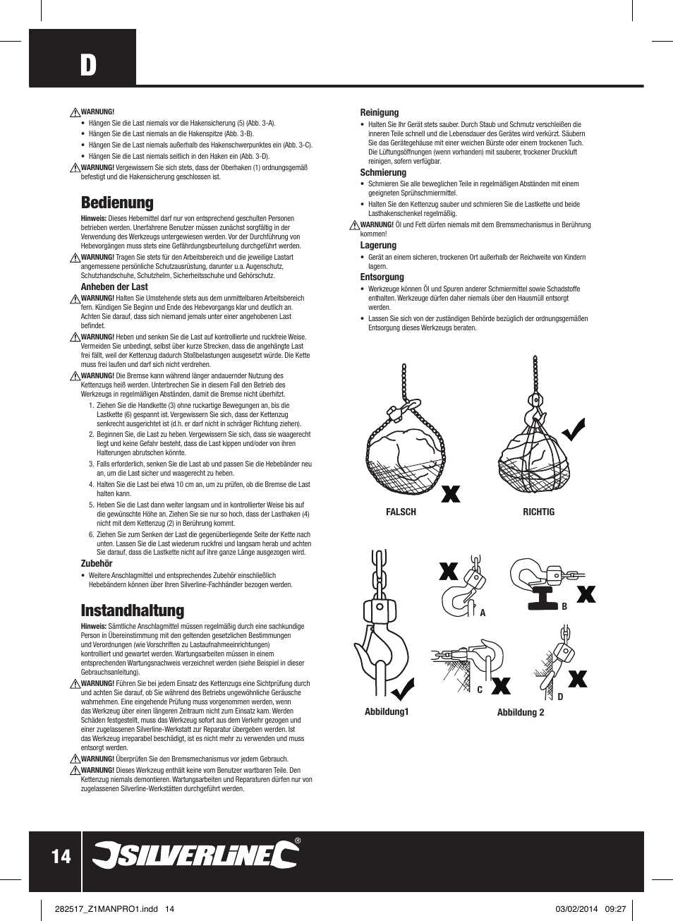 Silverline tools garantie, Bedienung, Instandhaltung | Silverline Chain Block User Manual | Page 15 / 30