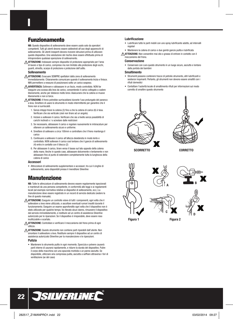Funzionamento, Manutenzione | Silverline Chain Block User Manual | Page 23 / 30
