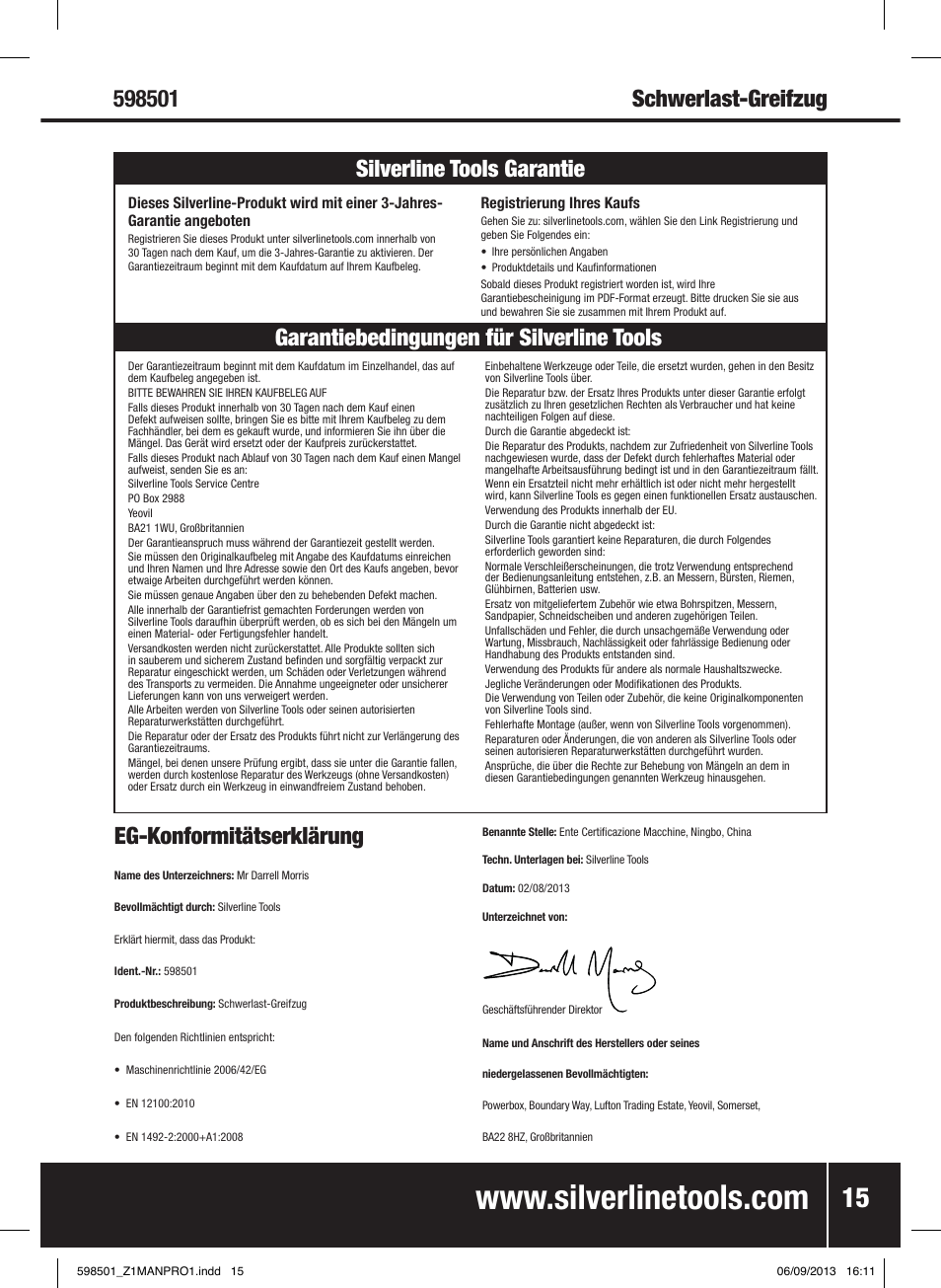 Eg-konformitätserklärung | Silverline Cable Puller Heavy Duty User Manual | Page 16 / 28