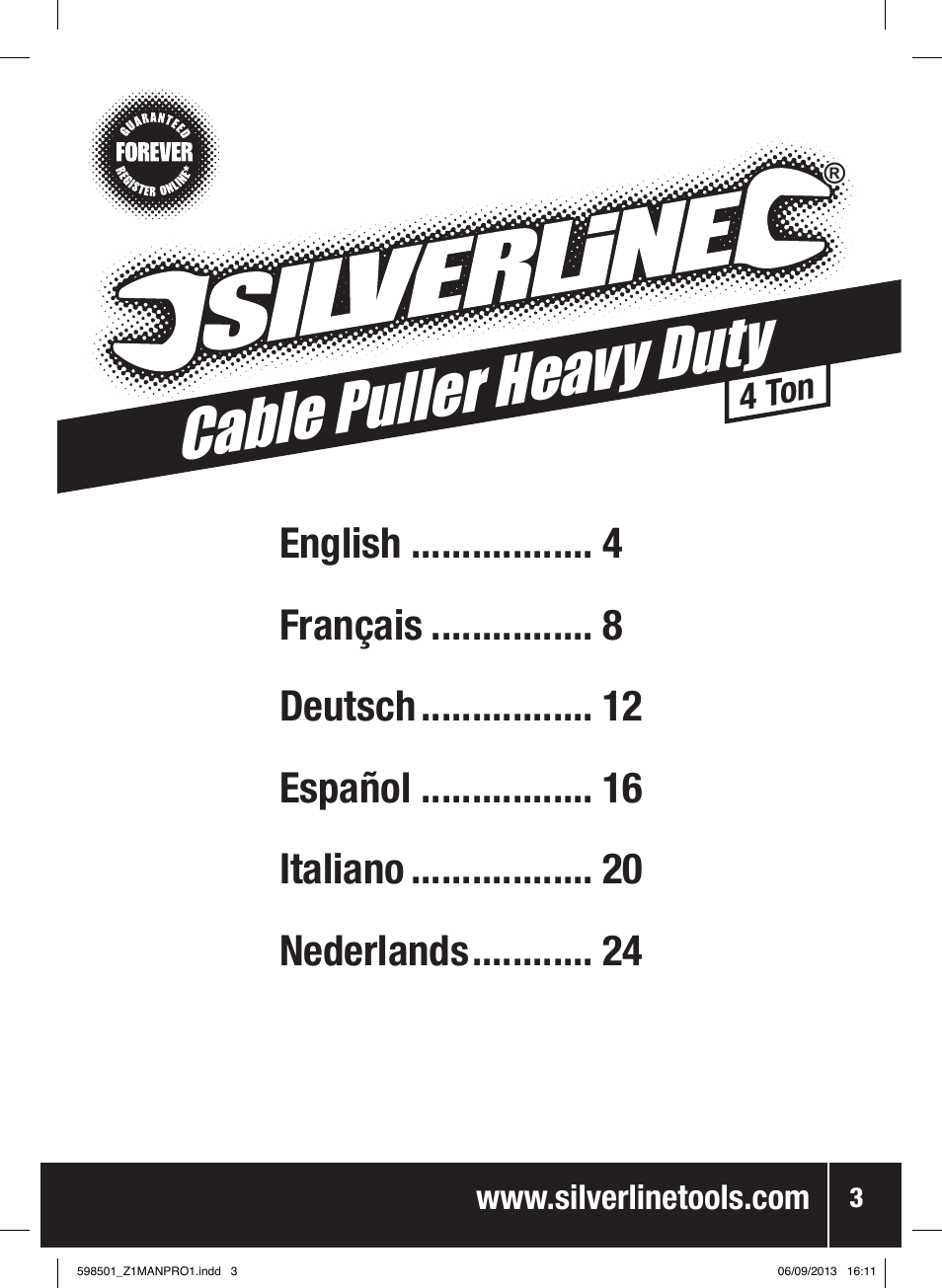 Cable puller heav y duty | Silverline Cable Puller Heavy Duty User Manual | Page 4 / 28