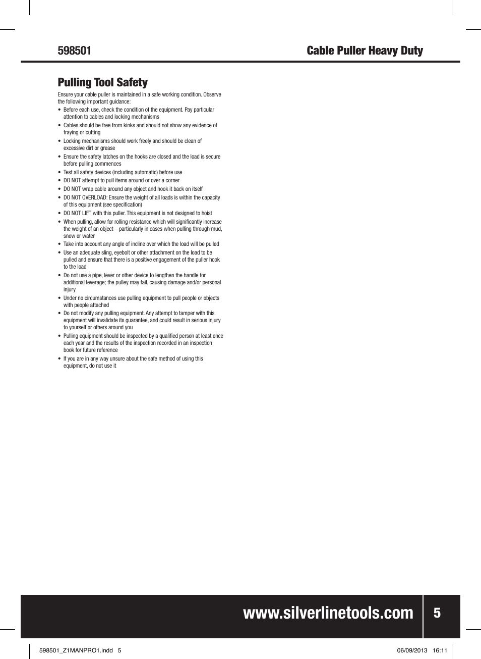 Silverline Cable Puller Heavy Duty User Manual | Page 6 / 28