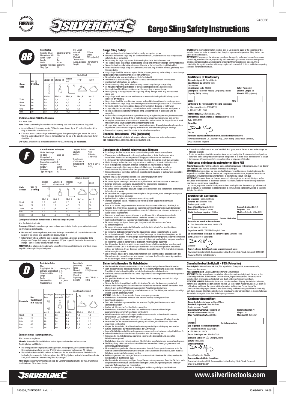 Silverline Cargo Sling 2 Tonne User Manual | 2 pages