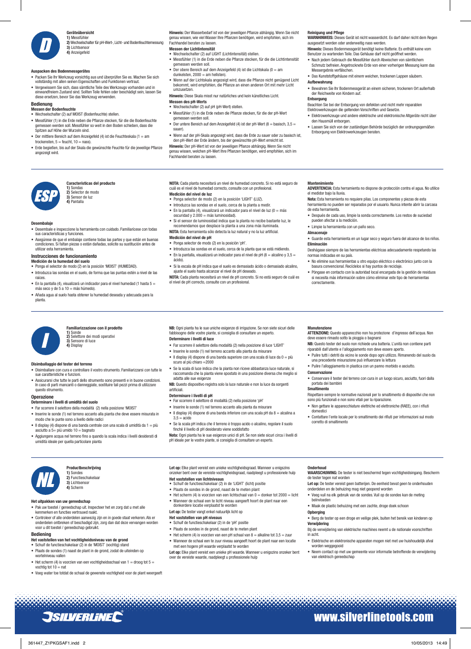 Silverline 3-in-1 Soil Tester User Manual | Page 2 / 2