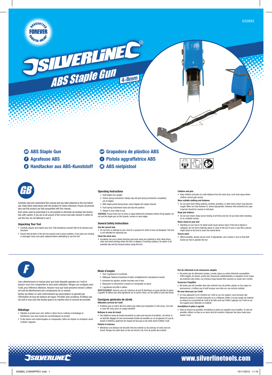 Silverline ABS Staple Gun User Manual | 2 pages