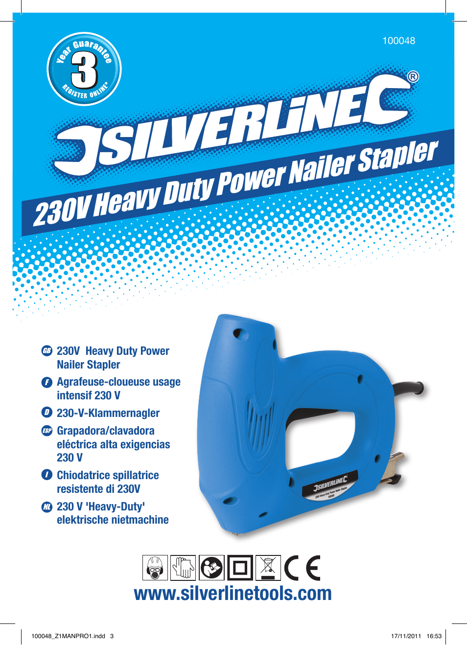 230v heav y duty power n ailer stapler | Silverline Heavy Duty Power Nailer Stapler 230V User Manual | Page 2 / 28