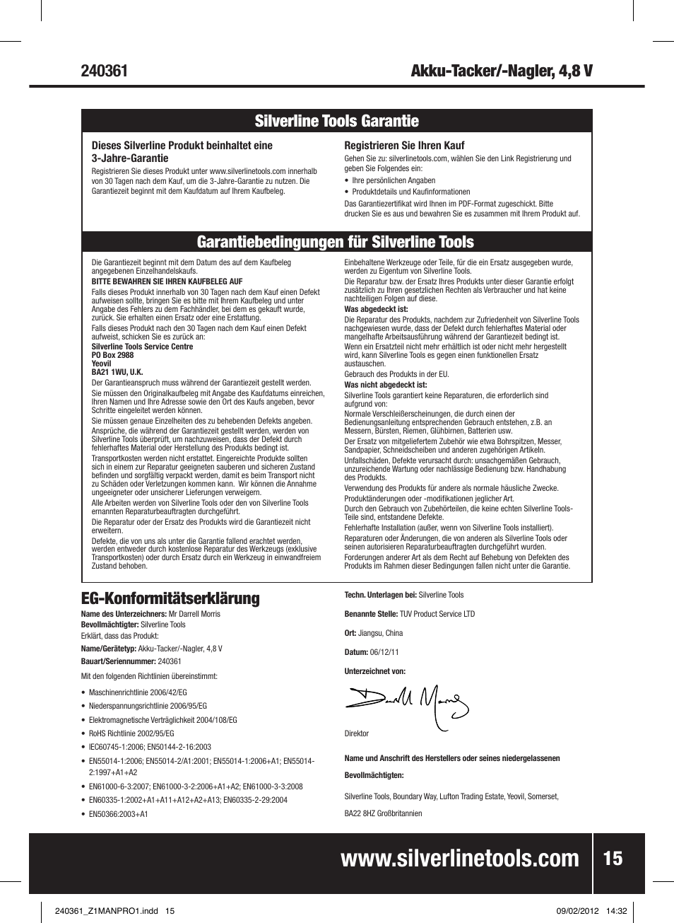 Silverline 4.8V Cordless Stapler/Tacker User Manual | Page 16 / 28