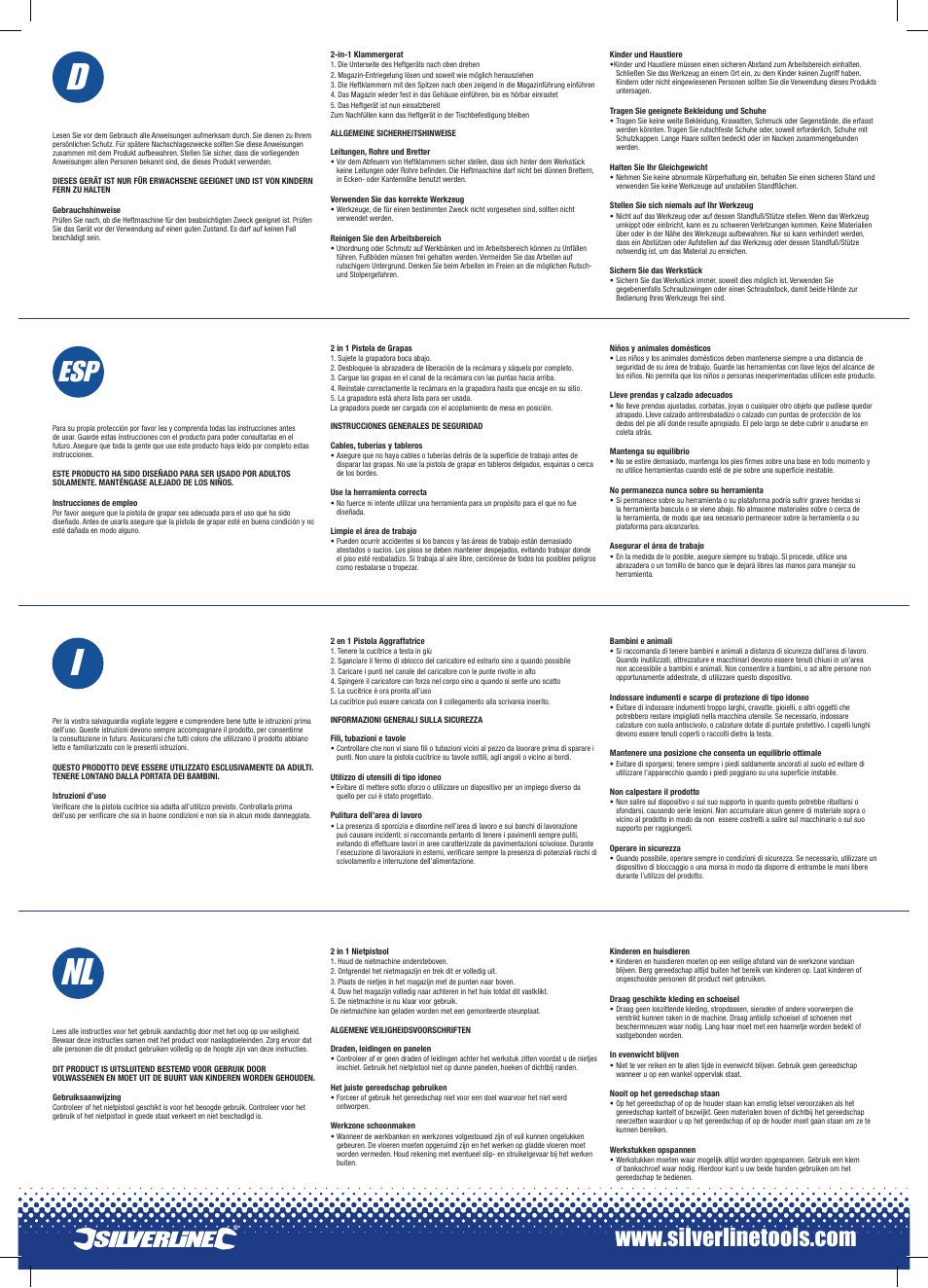 Nl i f, Nl i | Silverline 2-in-1 Staple Gun User Manual | Page 2 / 2