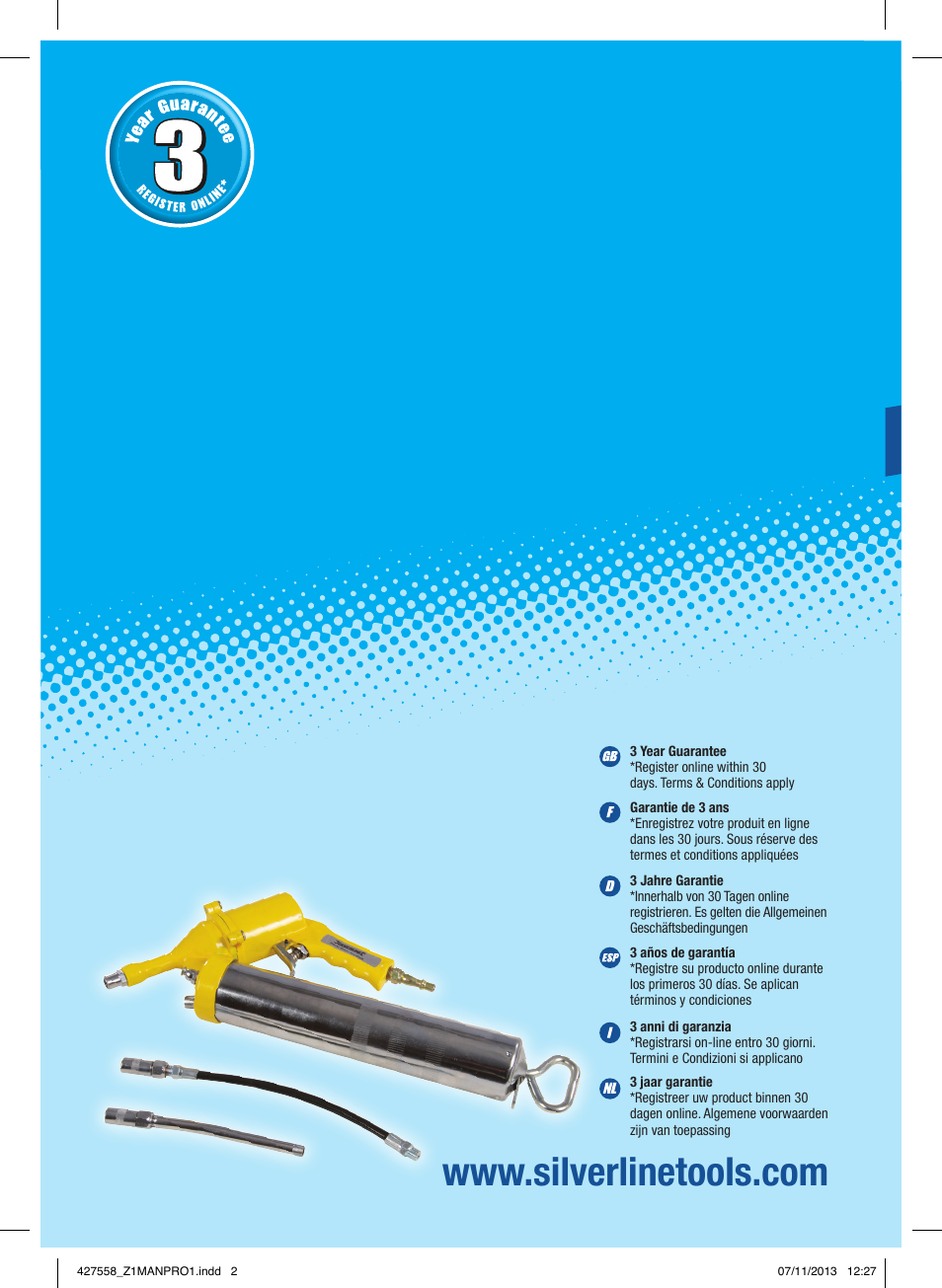 Silverline Air Grease Gun 400cc User Manual | 40 pages