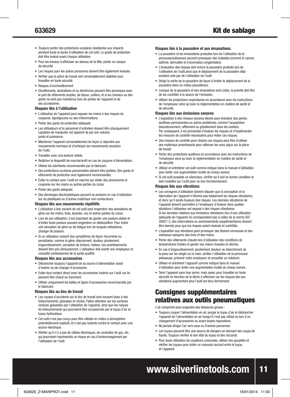 Silverline Air Sandblasting Kit User Manual | Page 12 / 44