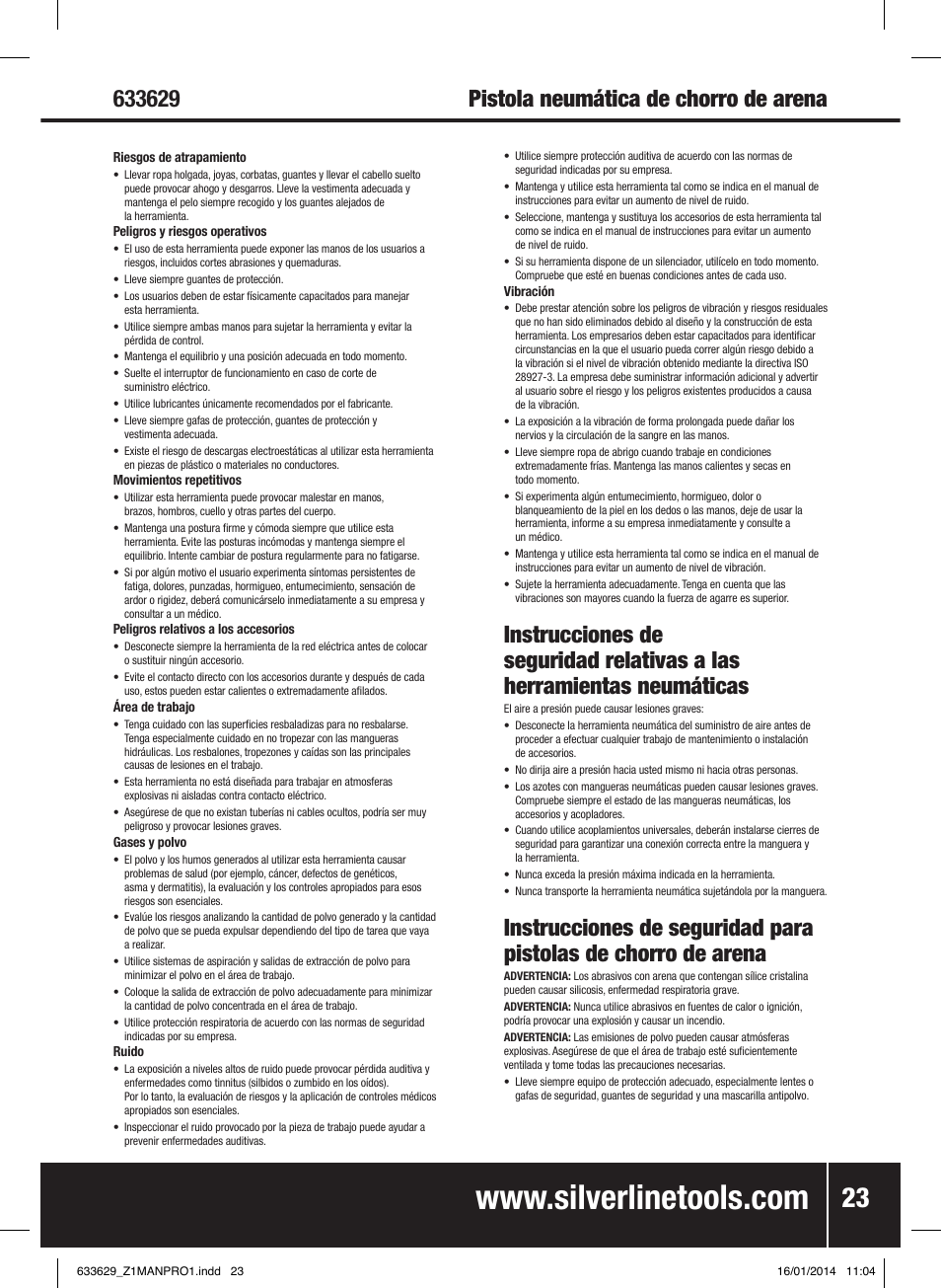 Silverline Air Sandblasting Kit User Manual | Page 24 / 44