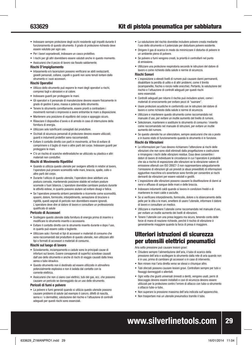 Silverline Air Sandblasting Kit User Manual | Page 30 / 44
