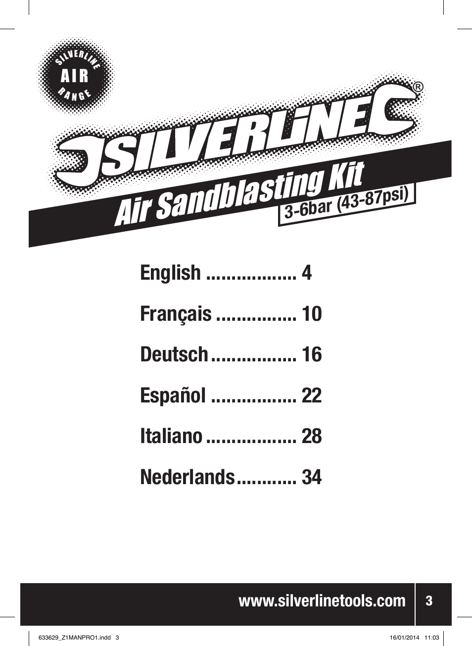 Air sandblasting kit | Silverline Air Sandblasting Kit User Manual | Page 4 / 44