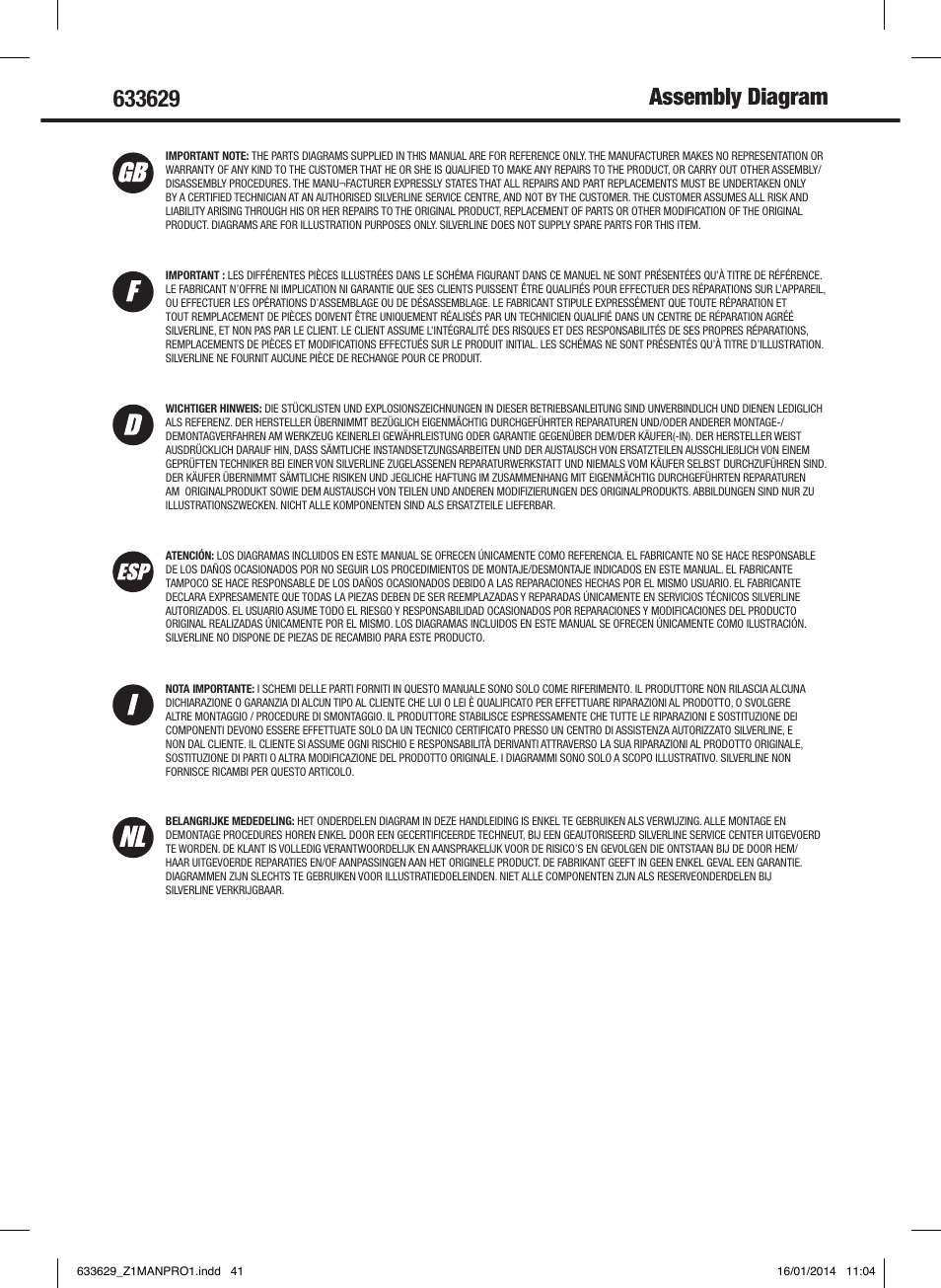 Silverline Air Sandblasting Kit User Manual | Page 42 / 44